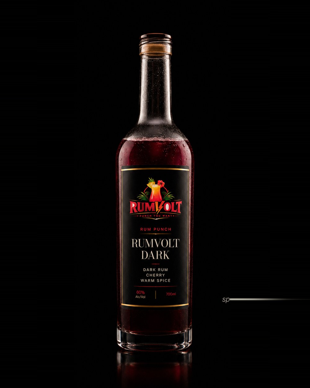 RUMVOLT DARK bottle — Dark Rum • Cherry • Warm Spice, 60% Alc/Vol, 700ml