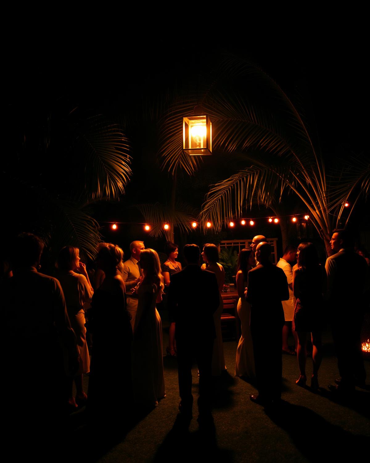 Tropical garden party after dark